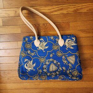 Jules Pansu Nordschwinsten Castle Collection Blue Jacquard Tapestry Tote